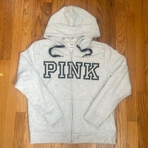 Pink Victoria’s secret Grey Zip Up Hoodie Large